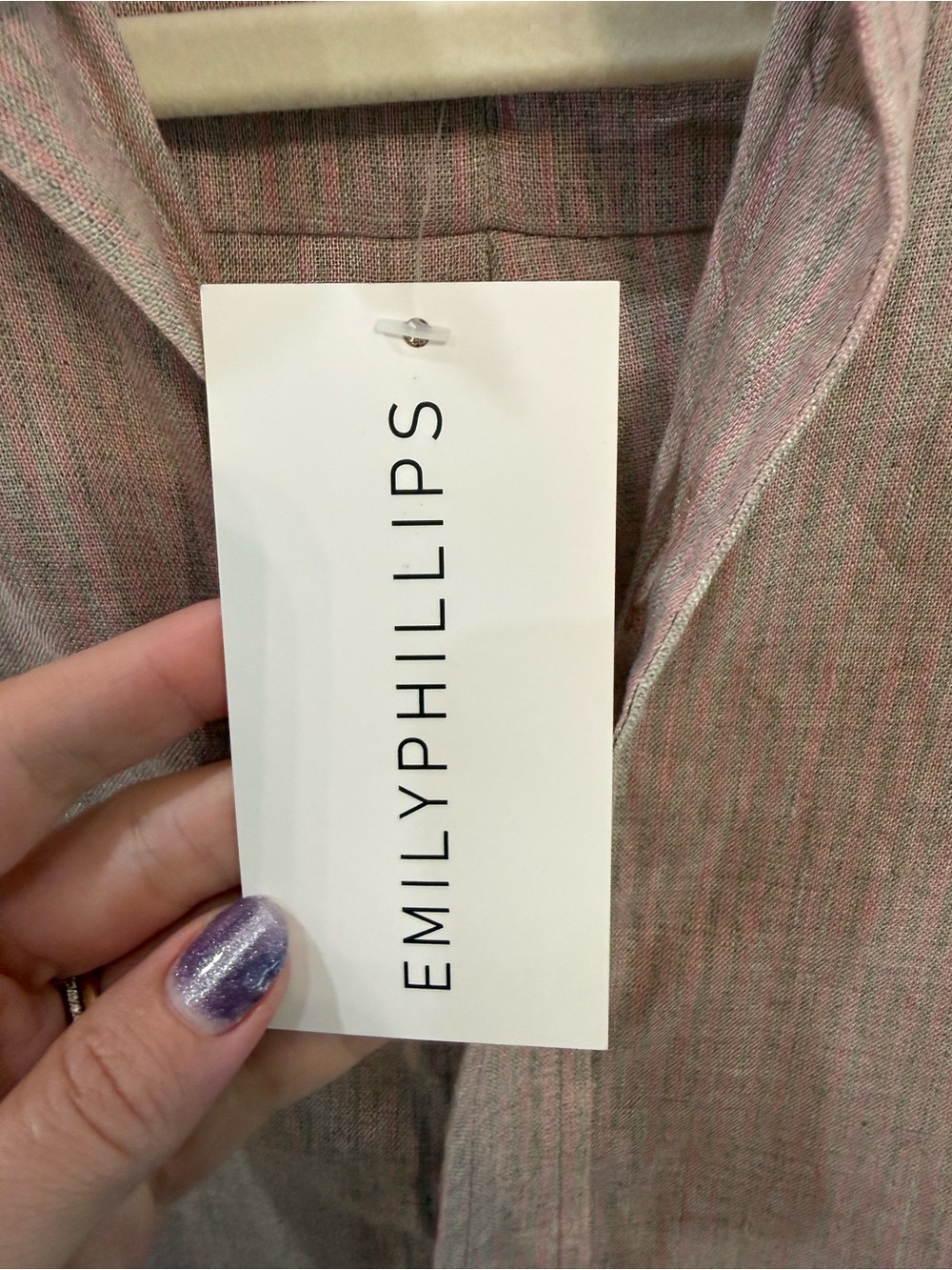 NWT Emily Phillips 100% Linen Button Front Dress Pink Striped NWT Size 4 (6/8) - Picture 4 of 8